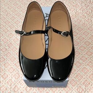 AEROSOLES Women's Black Patent Mary Jane Flats